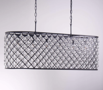 American Spencer Rectangular Chandelier 61" Matt Black Oval Dining Chandelier