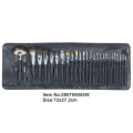 28pcs professionnel Manche plastique noir animal/nylon maquillage brosse à cheveux en coffret noir PU pli