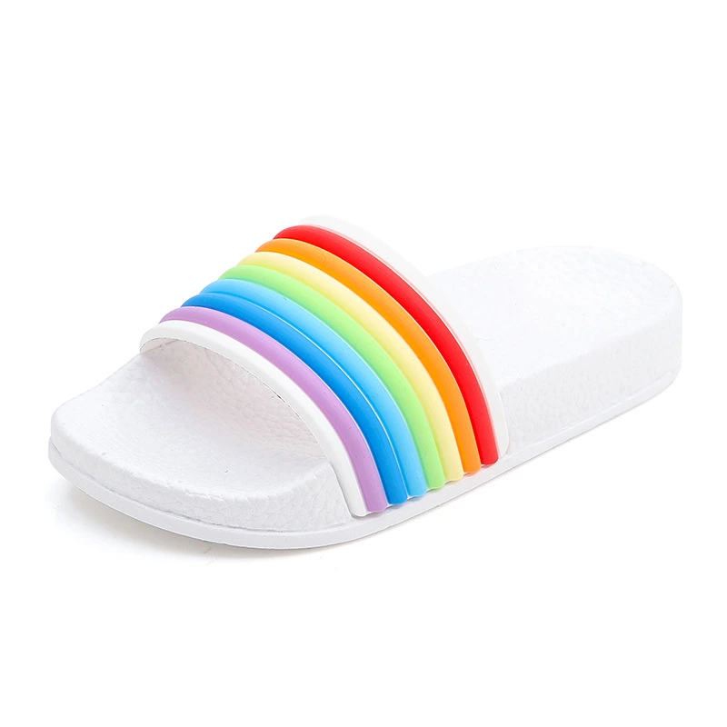 2021 New Arrivals Summer Rainbow Slippers Women Beach Flat Platform Cute Slippers for Women