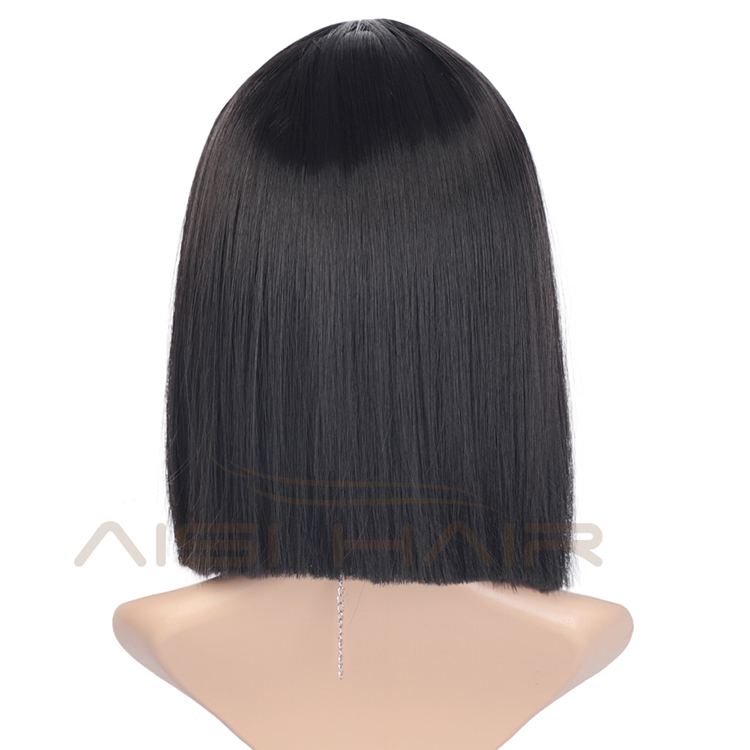 Synthetic Fiber Hair Wigs For Black Women Short Bob Silky Straight Black Heat Resistant Cosplay Party Wigs