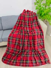 Printed Plaid Flannel Sherpa Double Layer Blanket