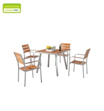 Rounded Teak Coffee Table With Teak Leisure Chair