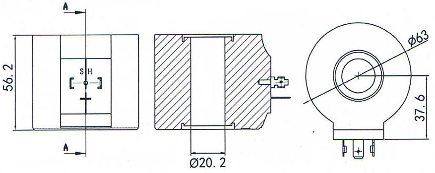 Overall dimension of STC 2W/2L Air Liquid Steam Solenoid Valve Coil