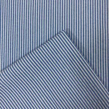 T/R/N Blue White Chambray Stripe Crepe Fabric