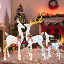 Outdoor Tinsel LED 3D Sculpture Christmas Reindeer Light Decorations