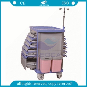 AG-MT011A1 ABS material hospital lockable storage trolley