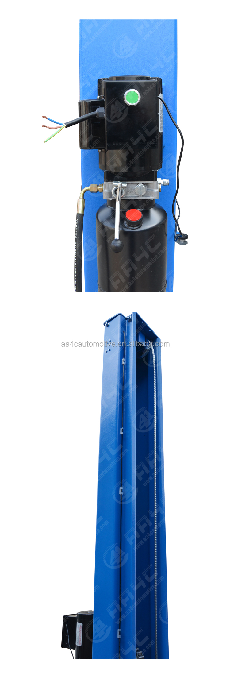 8 fold profile column 4.5T dual points manual release hydraulic 2 post car lift
