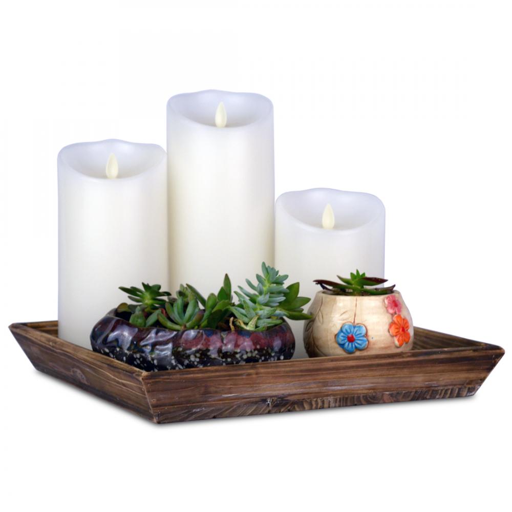 Square Wooden Pillars Candle Holders