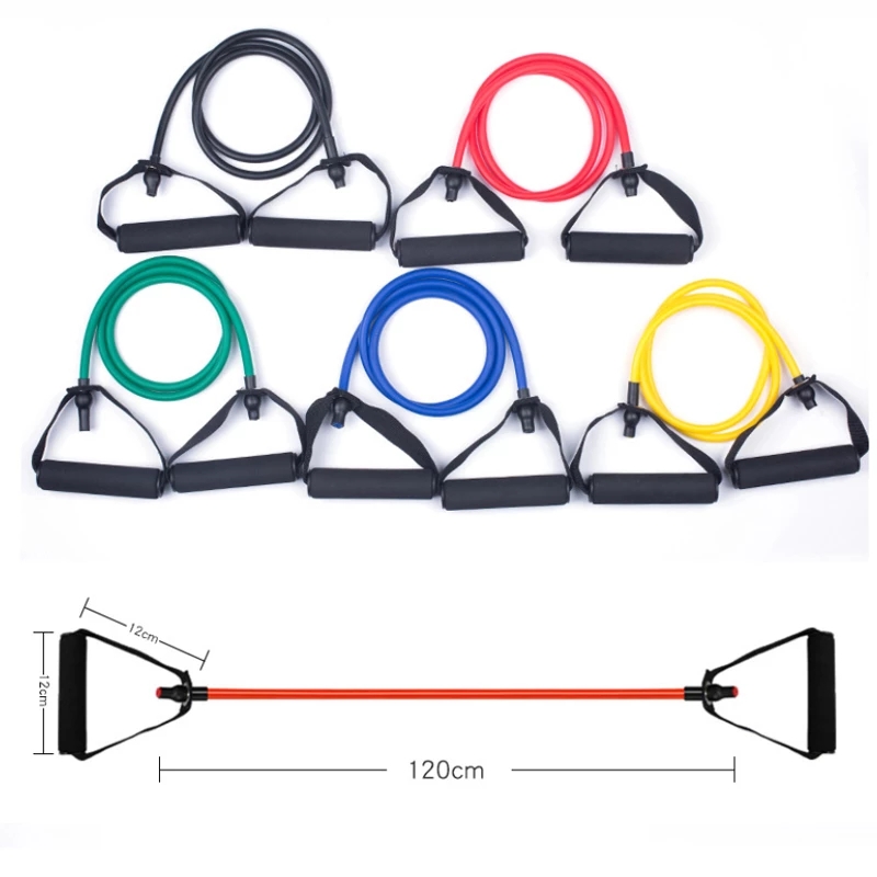 5 Levels Resistance Bands with Handles Yoga Pull Rope Elastic Fitness Exercise Tube Band for Home Workouts Strength Training