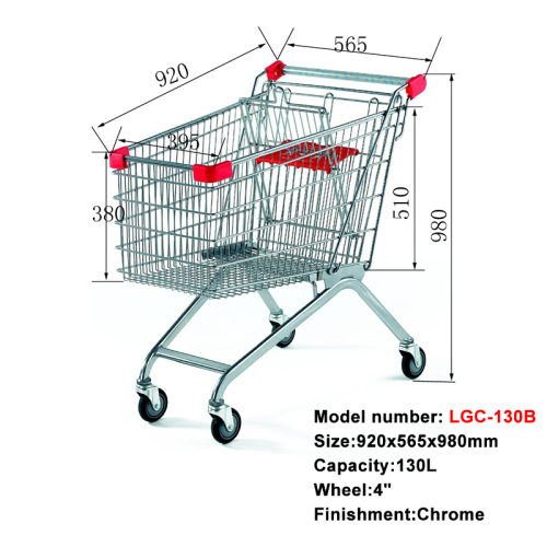 Chariot de transport européen pas cher en métal chromé