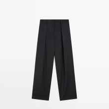 Women's temperament commuting straight leg pleated slim striped suit pants