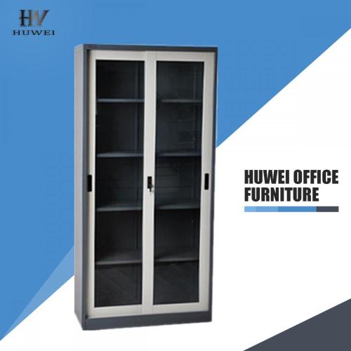 Glass sliding door metal cabinets for book display