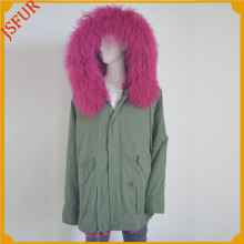 Jsfur Wholesale Sheep Fur Topcoat Women Winter Green Parka