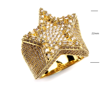 18k Gold Star Shape Ring Zirconia Star Rings