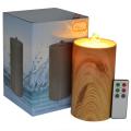 Rechargeable Water Fountain Candles With Wooden Pattern