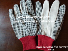 Best,cotton drill polka pvc dotted safety work gloves