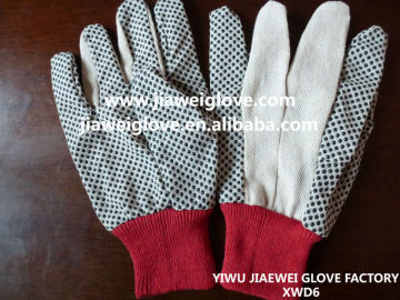 Best,cotton drill polka pvc dotted safety work gloves