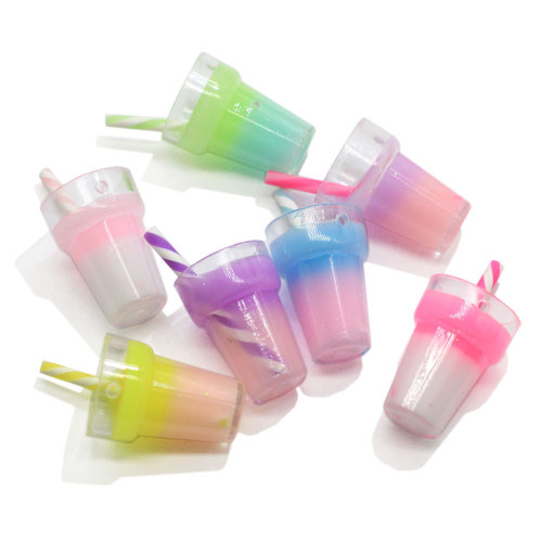 Supply 3D 100 Pcs Colorful Drink Bottle Resin Cabochon Milk Tea Cup Keychain Art Decor Diy Decoration Accessories