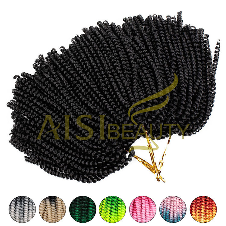 Aisi Beauty Wholesale Cheap Vendor Hotselling 8 Inch Kinky Curly Spring Twist Synthetic Crochet Braiding Hair Extensions