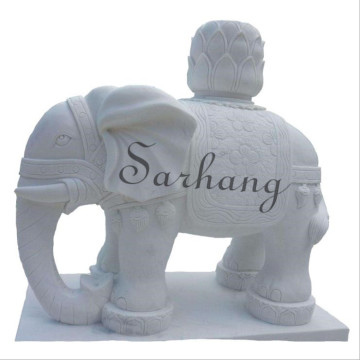 White Handcraft Stone Elephant Carving For Sale