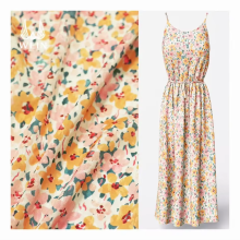 Spring Flowers Crinkled Jacquard Chiffon Fabric for Dresses