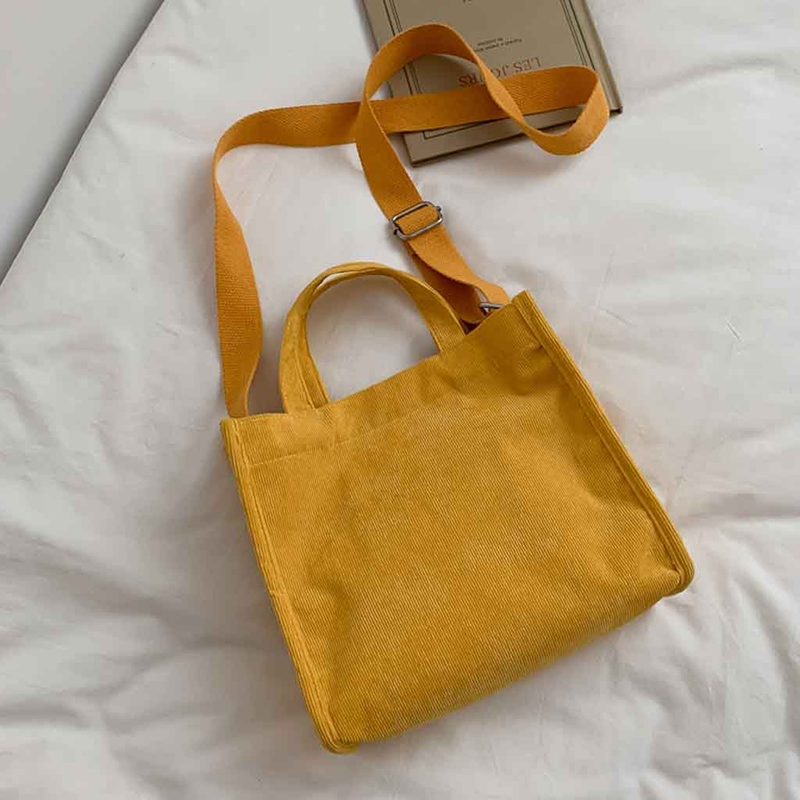 Women Corduroy Handbag Cotton Canvas Zipper Shoulder Bag Casual Tote Female Eco Crossbody Bag Ladies Vintage Messenger Bags