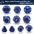 10 Pieces Odd Numbered Polyhedral Dice Set D3-D25, Odd Number Dice D3, D5, D7, D9, D11, D13, D15, D17, D19, D25