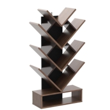 Rustic Brown Tree-Shaped Bookcase: A Unique Wooden Free-Standing Book Tree Shelf Design