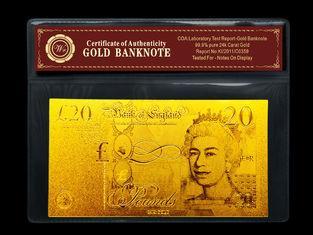 20 Pound British , 24K GOLD Engrave BANKNOTE with COA gold