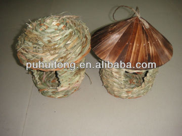 Grass Twine Birdhouse and Feeder