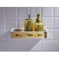 Polished Gold Bathroom Shower Basket Wall Mounted Organizer