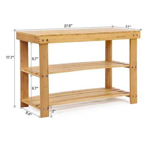 bamboo 3 tier shoe bench rack with seat