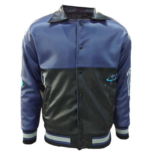 Custom Herren Stickerei gesteppte PU -Leder -Bomberjacke