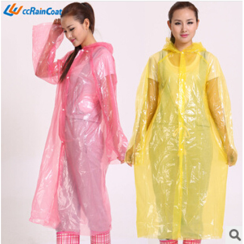 Promotional fashionable emergency pe raincoat for adult popular in Europe