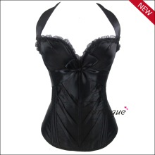 Hot sale elegant women corsets for fat size ladies sexy with straps cheap plain black corset bustier top