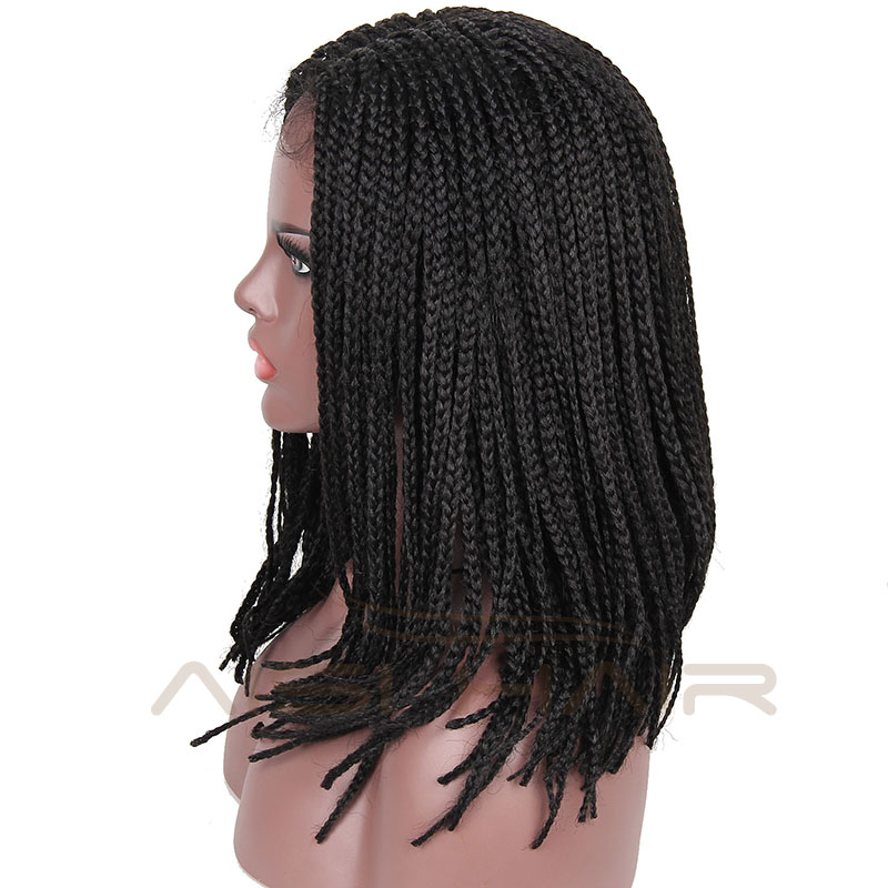 Aisi Hair Wholesale Medium Length Glueless Lace Front Wigs For Black Women Heat Resistant Braid Box Lace Front Three Braids Wigs