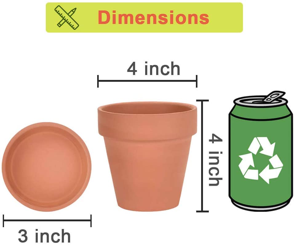 4 Zoll Terrakotta -Töpfe mit Untertasse