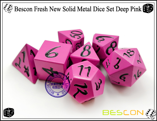 Bescon Fresh New Solid Metal Dice Set Deep Pink-6