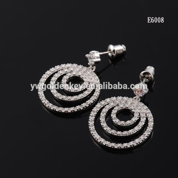 Big ring charm pendant cubic zirconia bridal wedding earrings