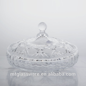 Glass food plates,food storage,candy dish price cheap with lid