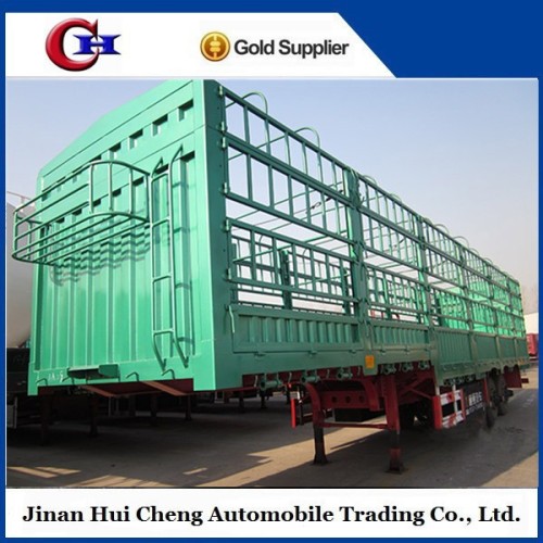 Truck trailer 3 axles cow livestock fence truck trailer/cattle transport trailer sales