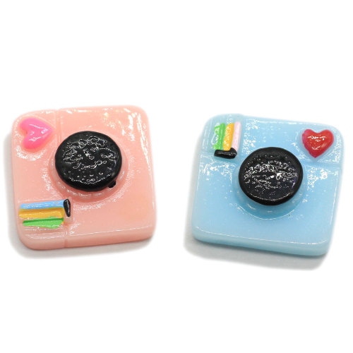 Cartoon Roze Camera Hart Hars Plaksteen Bedels Blauwe Video Cabochon Ambachtelijke Kinderen Sieraden Decoratie Accessoires