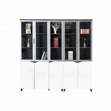Factory Wholesale Modern Double Door Office Bookcase White Administrative Cabinet 4 Doors Office Storage Cabinet