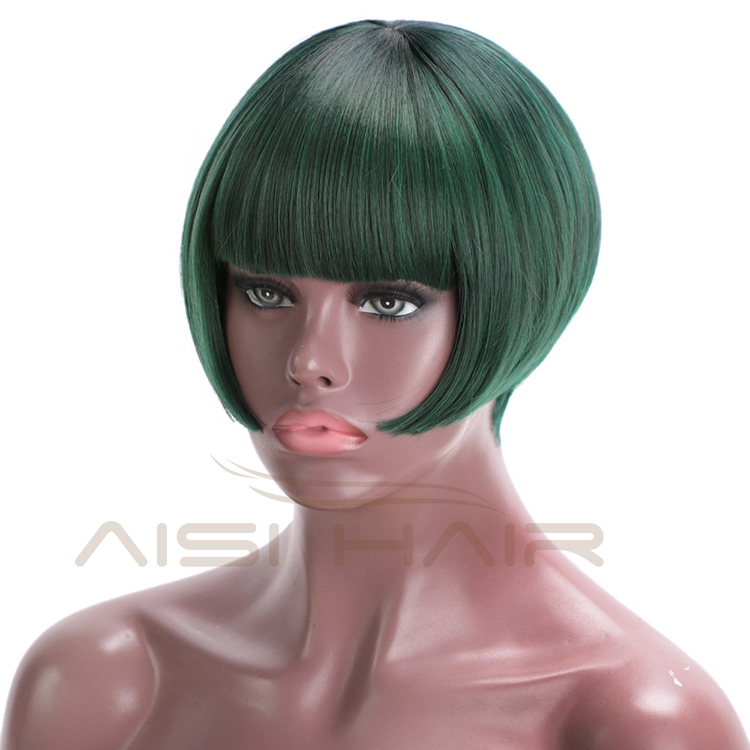 Aisi Hair Short Straight Heat Resistant Synthetic Hair Wig For Black White Women Cosplay Or Party Short Bob Wigs