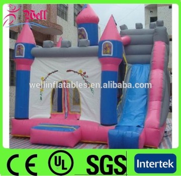 pink princess castle / jumping castle with slide / bouncy castle inflatable