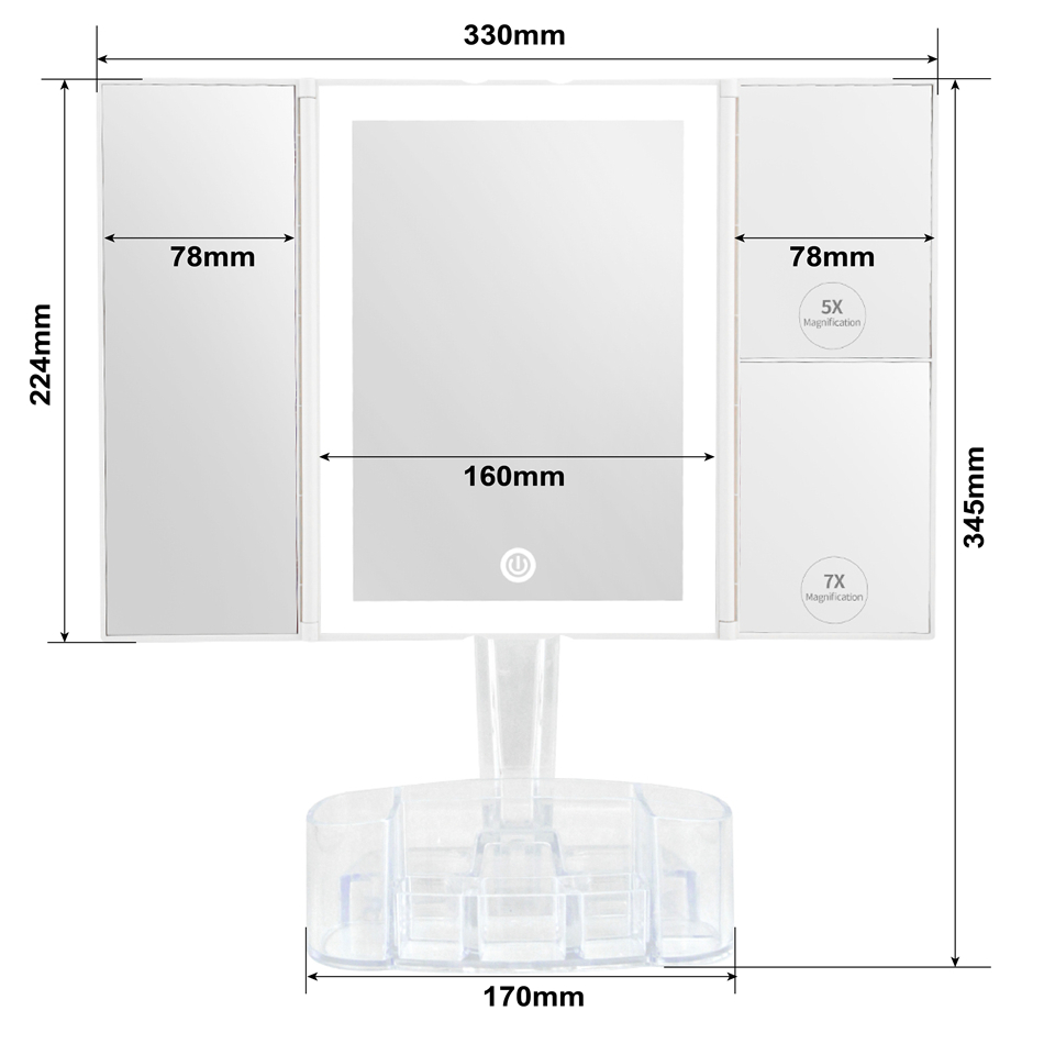Lighted Mirror with Organizer tray