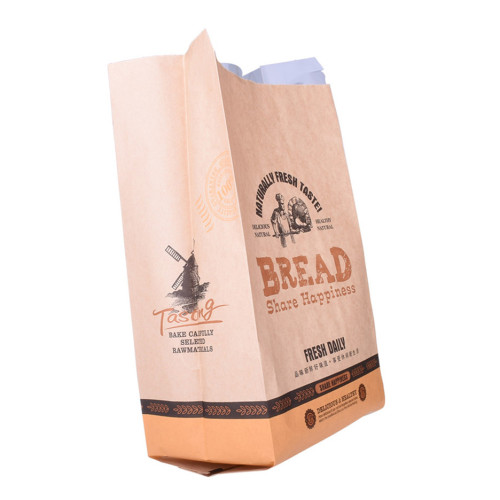 Bolsa reciclable de impresión personalizada Kraft Paper Bread con ventana transparente