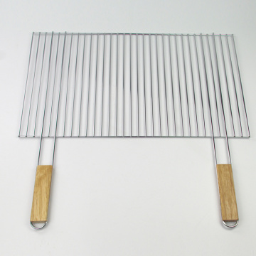 panier grill chromé avec poignée en bois