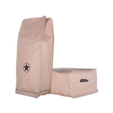 1000g Bio Pack Brown Kraft Paper Coffee Poss med glidelås