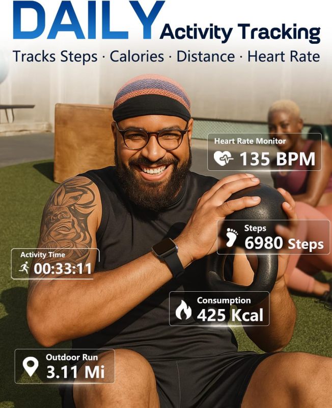 Vital care Smart Health Fitness Bracelet, 24/7 Heart Rate & Blood Oxygen Monitor, Sleep Tracker, IP68 Waterproof Activity Bracel